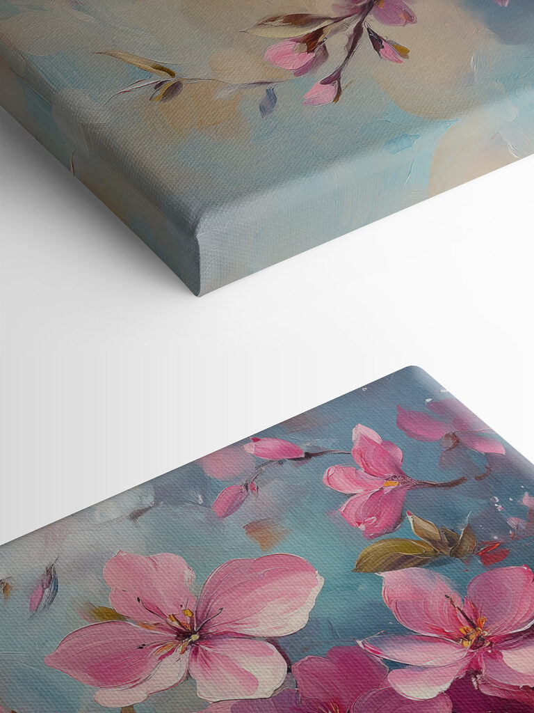 Butterfly on a branch of pink flowers