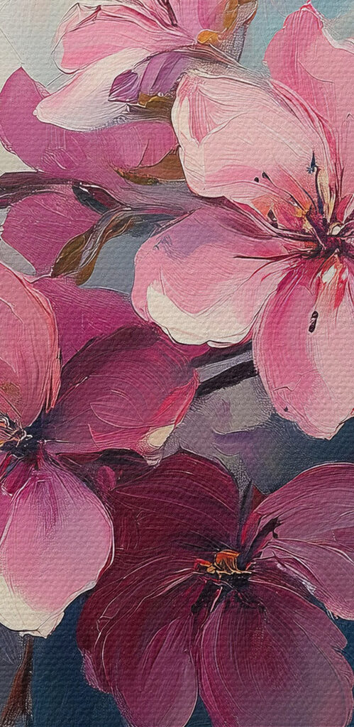 Butterfly on a branch of pink flowers