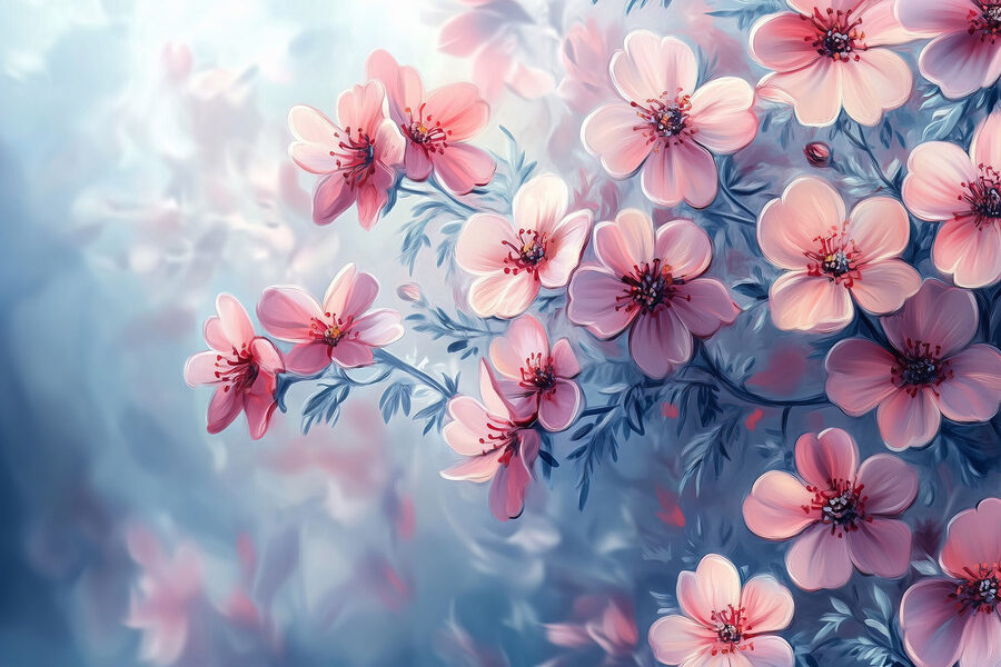 Delicate bloesems in zachte tinten
