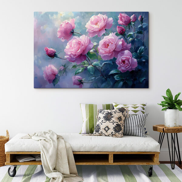 Schilderij van roze bloemen Schilderij van roze bloemen