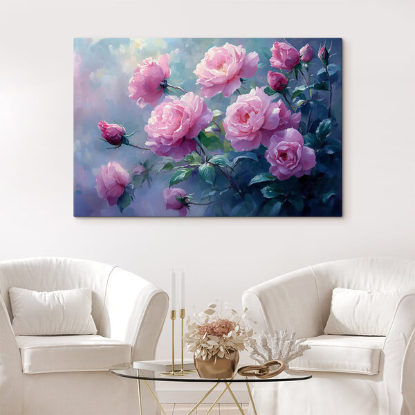 Schilderij van roze bloemen Schilderij van roze bloemen