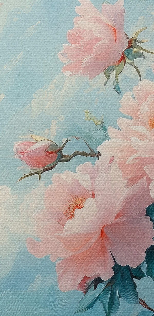 Schilderij van roze bloemen Schilderij van roze bloemen
