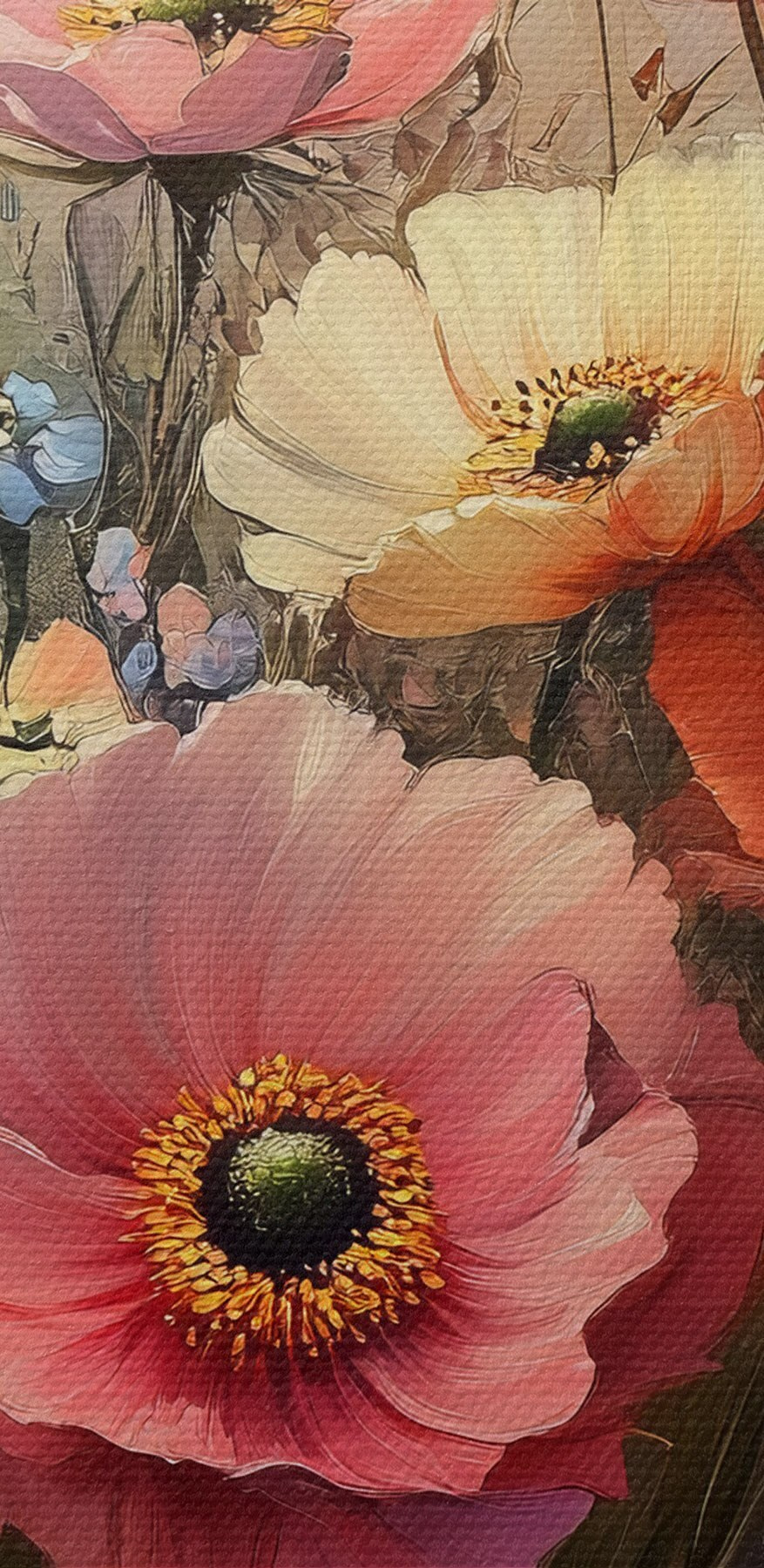 Schilderij van bloemen in een veld