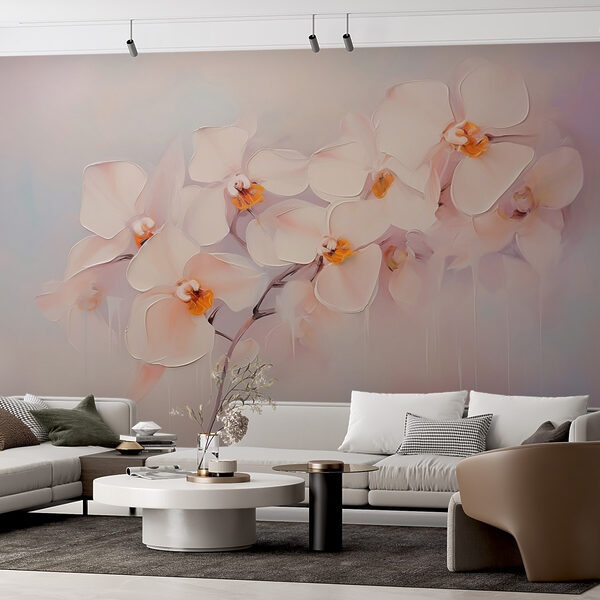 Schilderij van witte bloemen Schilderij van witte bloemen