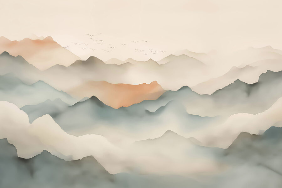 Landschap van bergen met wolken Landschap van bergen met wolken