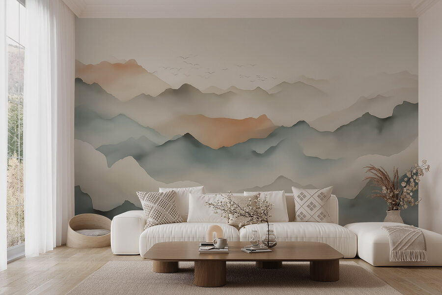 Landschap van bergen met wolken Landschap van bergen met wolken