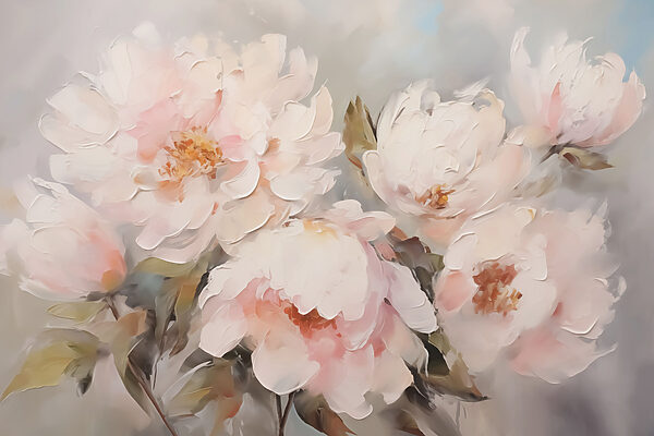 Schilderij van bloemen op een wit oppervlak Schilderij van bloemen op een wit oppervlak