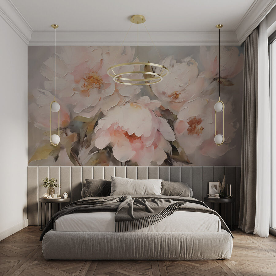 Schilderij van bloemen op een wit oppervlak