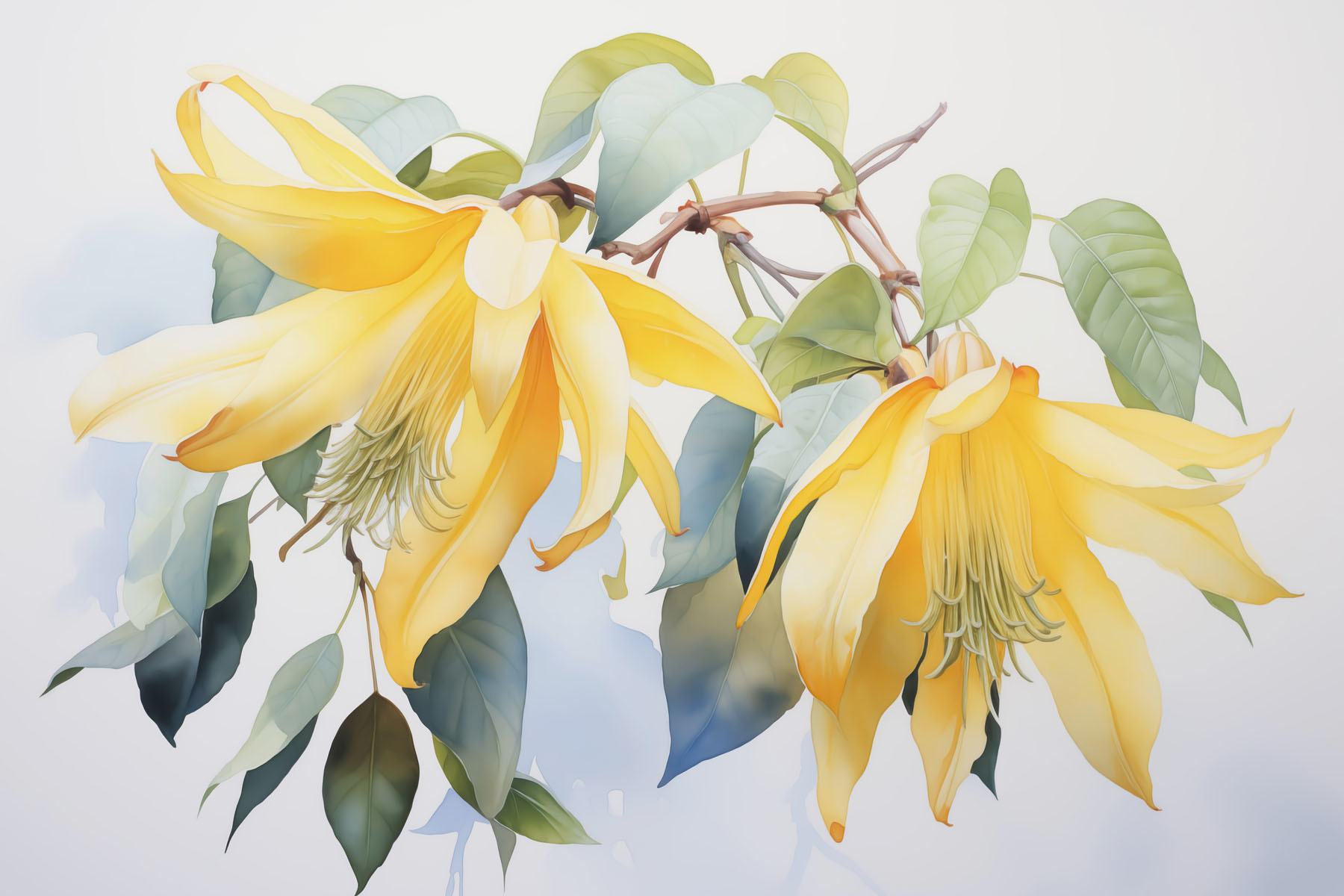 Yellow flowers on a branch Yellow flowers on a branch