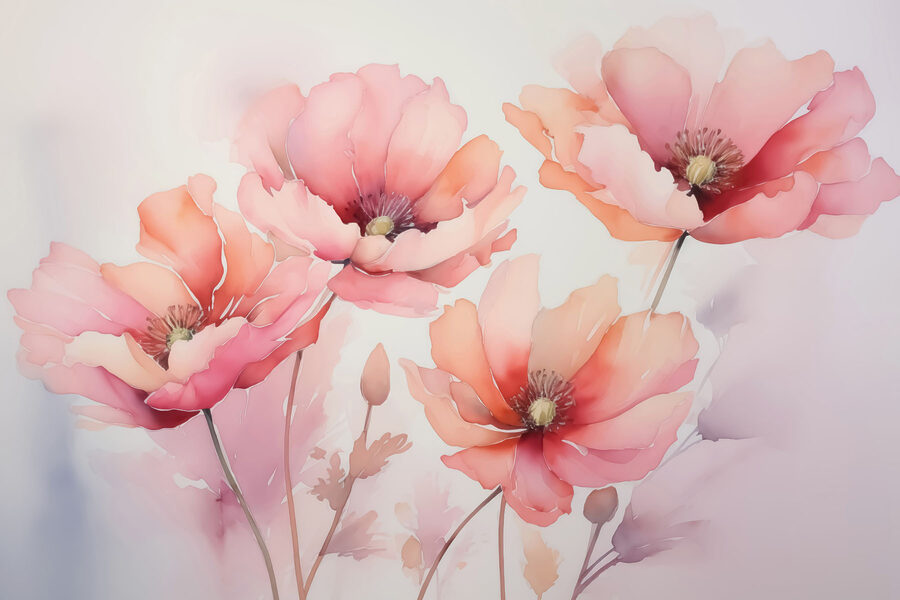 Schilderij van bloemen op een witte achtergrond