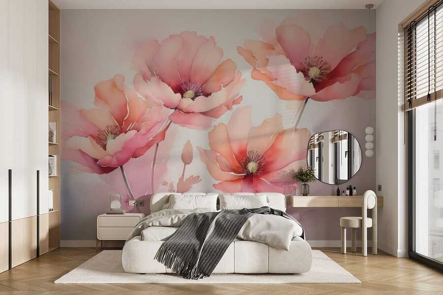 Schilderij van bloemen op een witte achtergrond