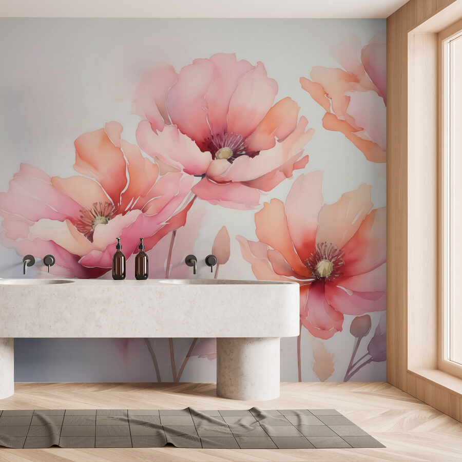 Schilderij van bloemen op een witte achtergrond