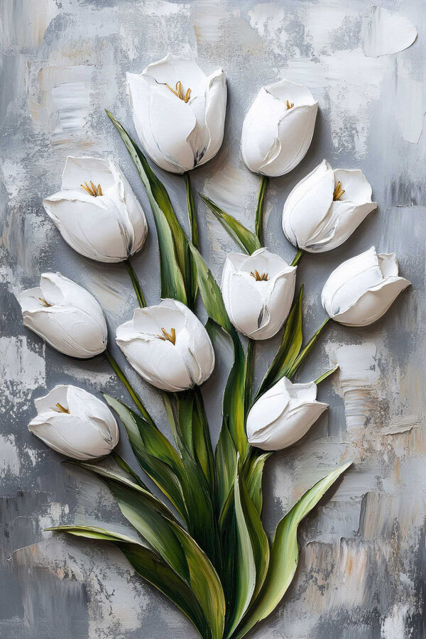 Schilderij van witte tulpen Schilderij van witte tulpen