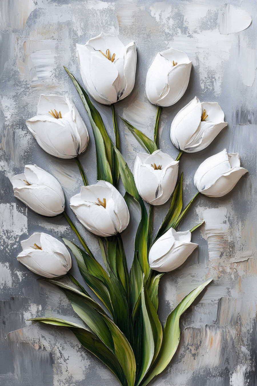 Schilderij van witte tulpen