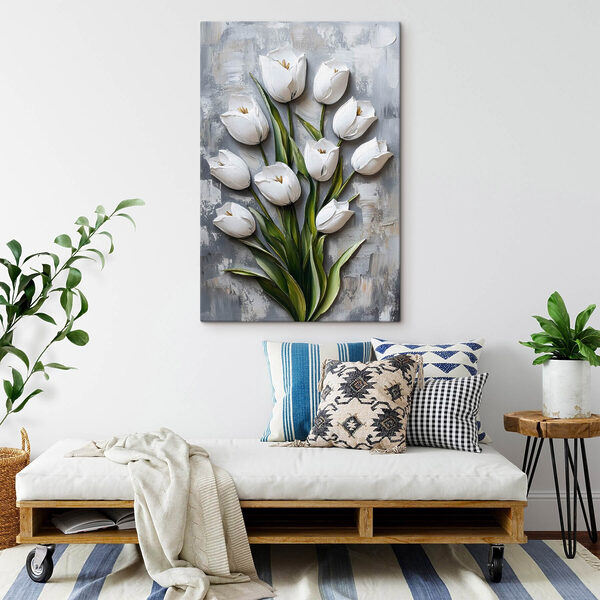 Schilderij van witte tulpen Schilderij van witte tulpen