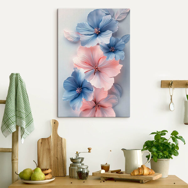 Groep blauwe en roze bloemen Groep blauwe en roze bloemen