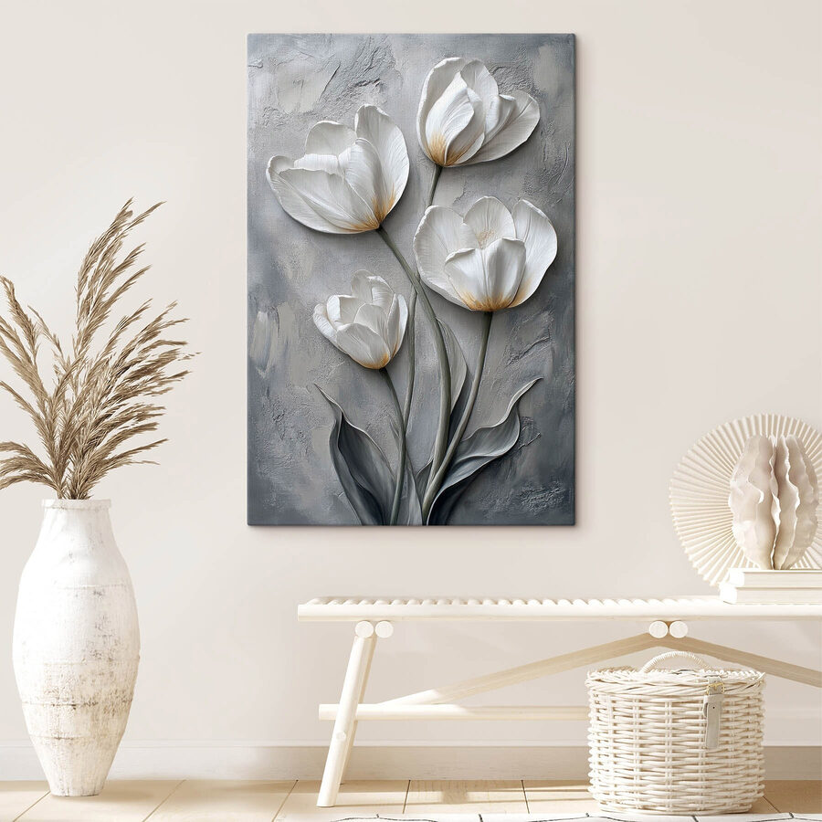 Schilderij van witte bloemen