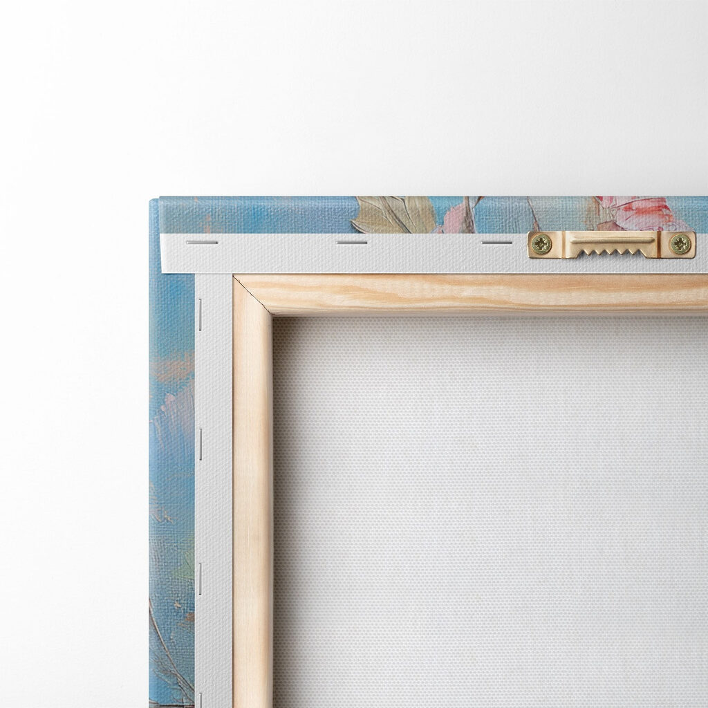 Painting of flowers on a blue surface Painting of flowers on a blue surface