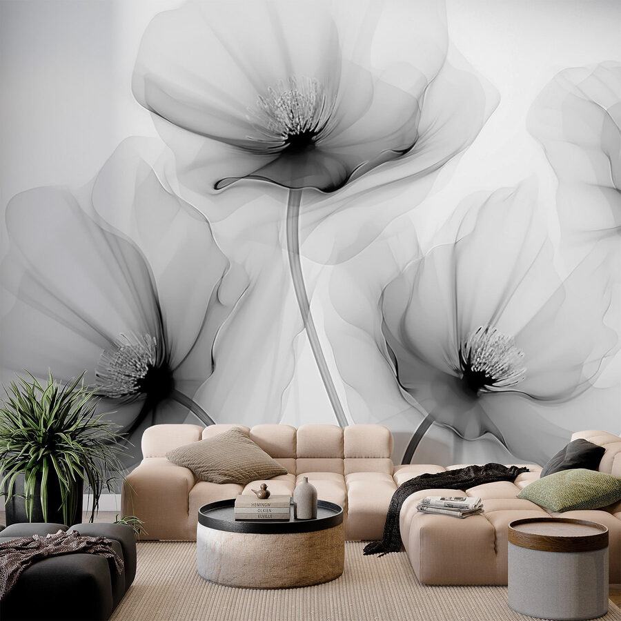 Groep bloemen met witte bloemblaadjes