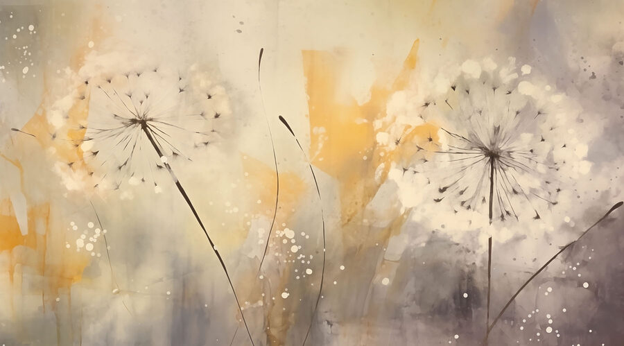 Schilderij van paardenbloemen