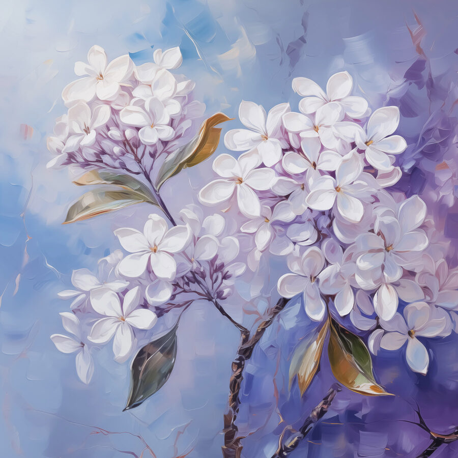 Schilderij van witte bloemen