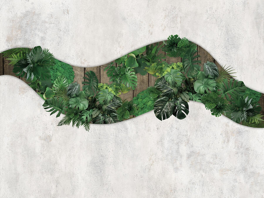 Groene bladeren op een houten oppervlak