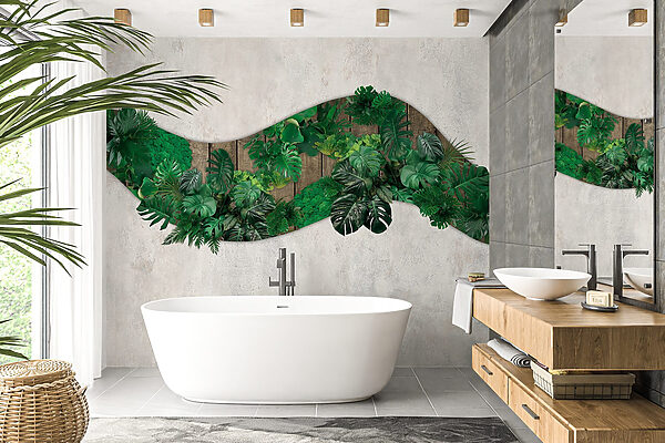 Groene bladeren op een houten oppervlak Groene bladeren op een houten oppervlak