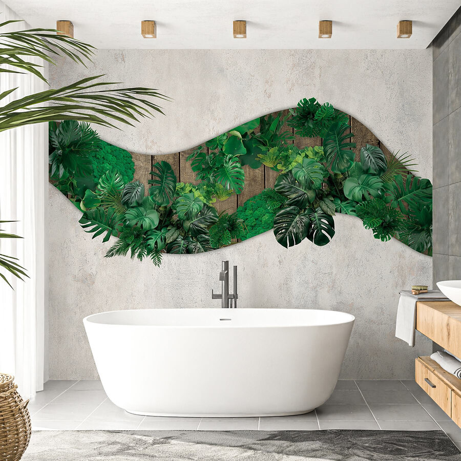 Groene bladeren op een houten oppervlak