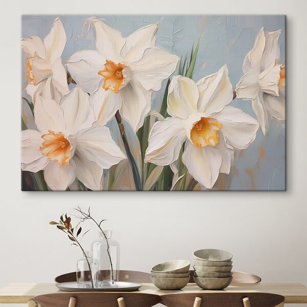 Schilderij van witte bloemen Schilderij van witte bloemen