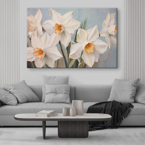 Schilderij van witte bloemen Schilderij van witte bloemen