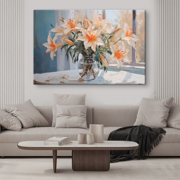 Vaas met bloemen op een tafel Vaas met bloemen op een tafel