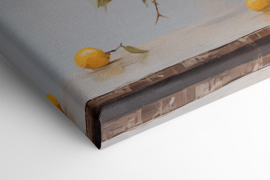 Canvas Schilderijen Schilderij van een vaas met bloemen en citroenen - Afbeelding 4