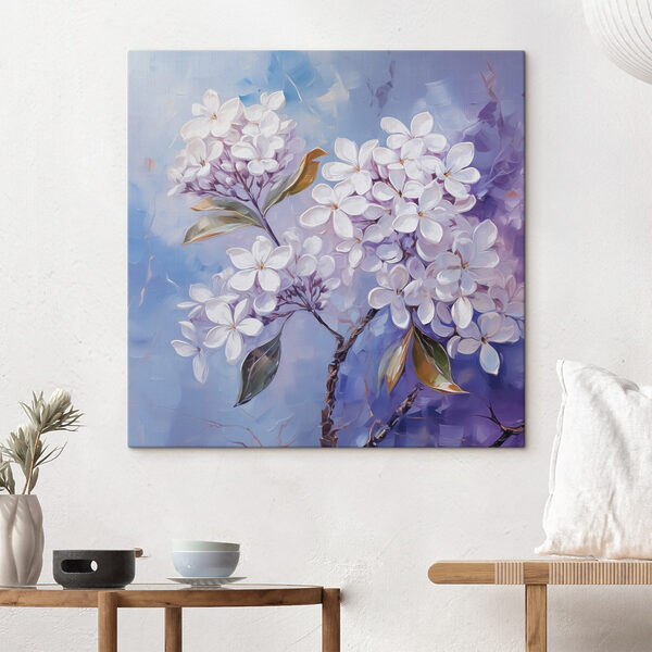 Schilderij van witte bloemen Schilderij van witte bloemen