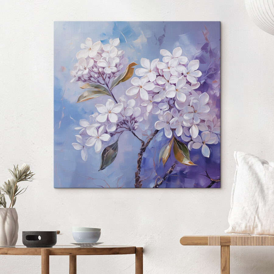 Schilderij van witte bloemen