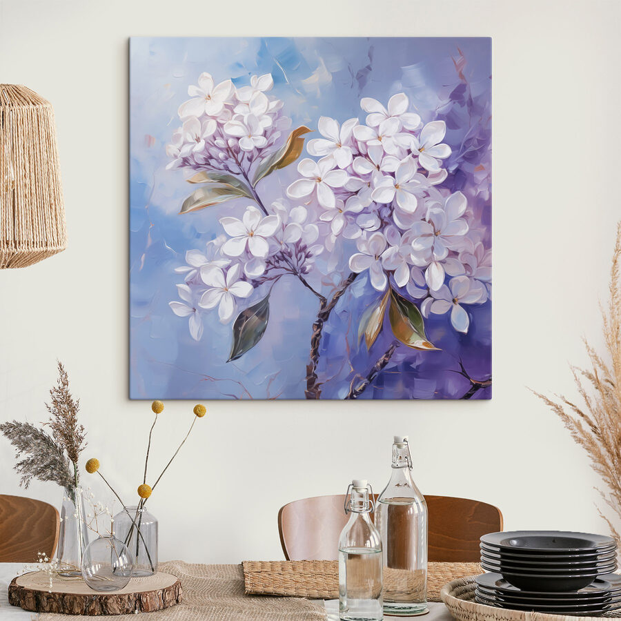 Schilderij van witte bloemen