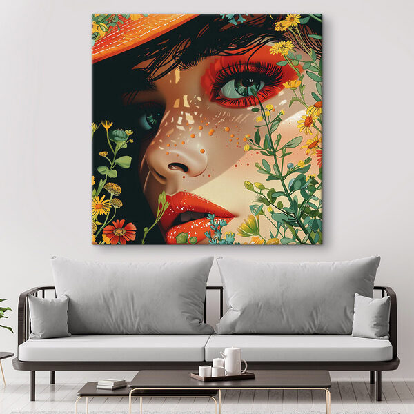 Vrouw met hoed en bloemen Vrouw met hoed en bloemen