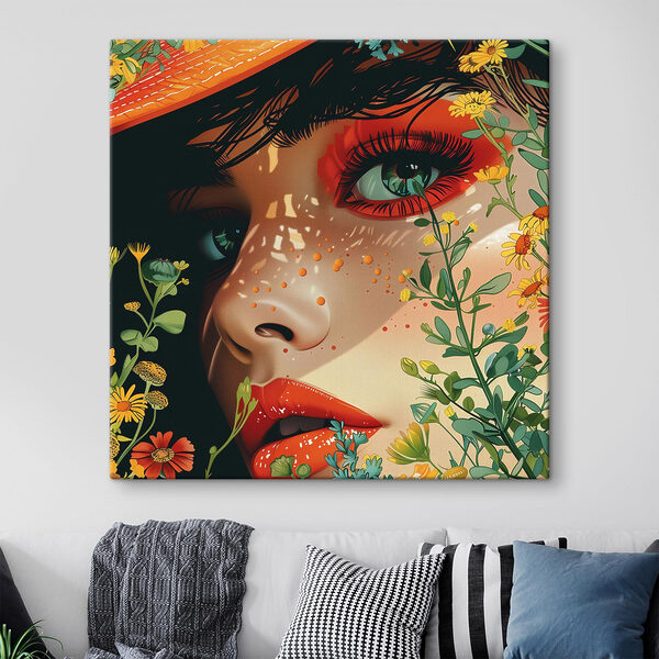 Vrouw met hoed en bloemen Vrouw met hoed en bloemen