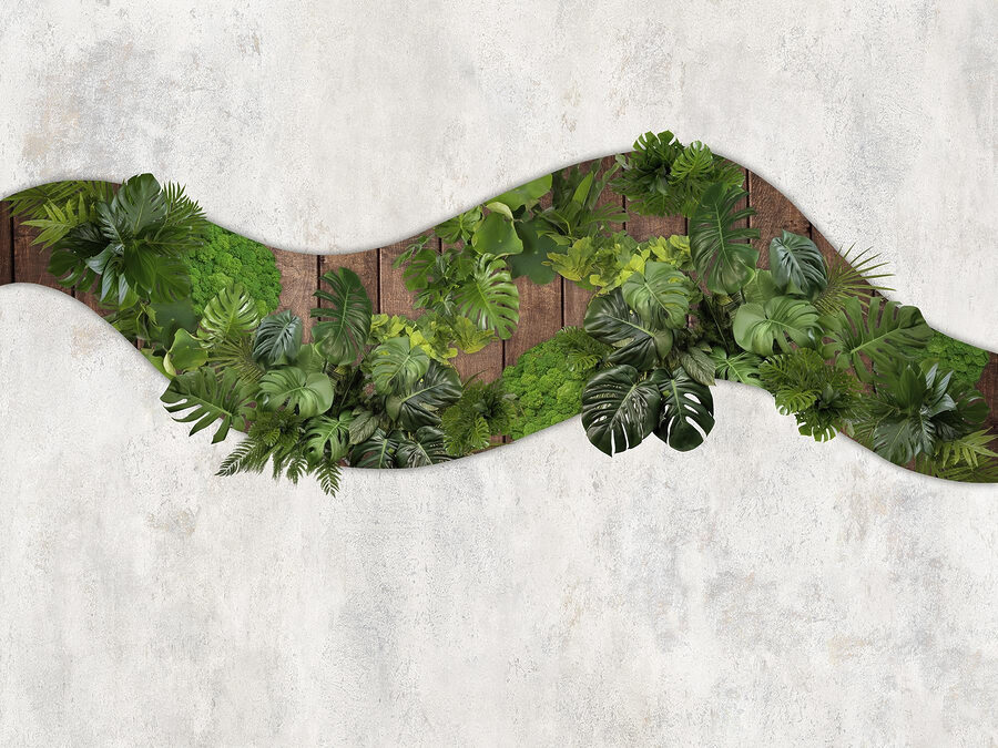 Groene bladeren op een houten oppervlak