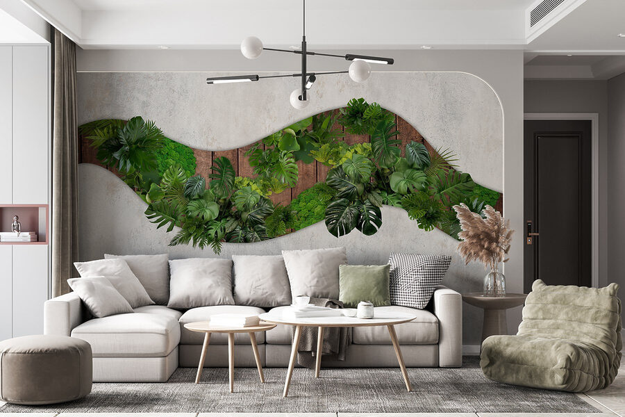 Groene bladeren op een houten oppervlak