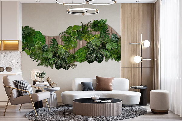 Groep groene bladeren op een houten ondergrond Groep groene bladeren op een houten ondergrond