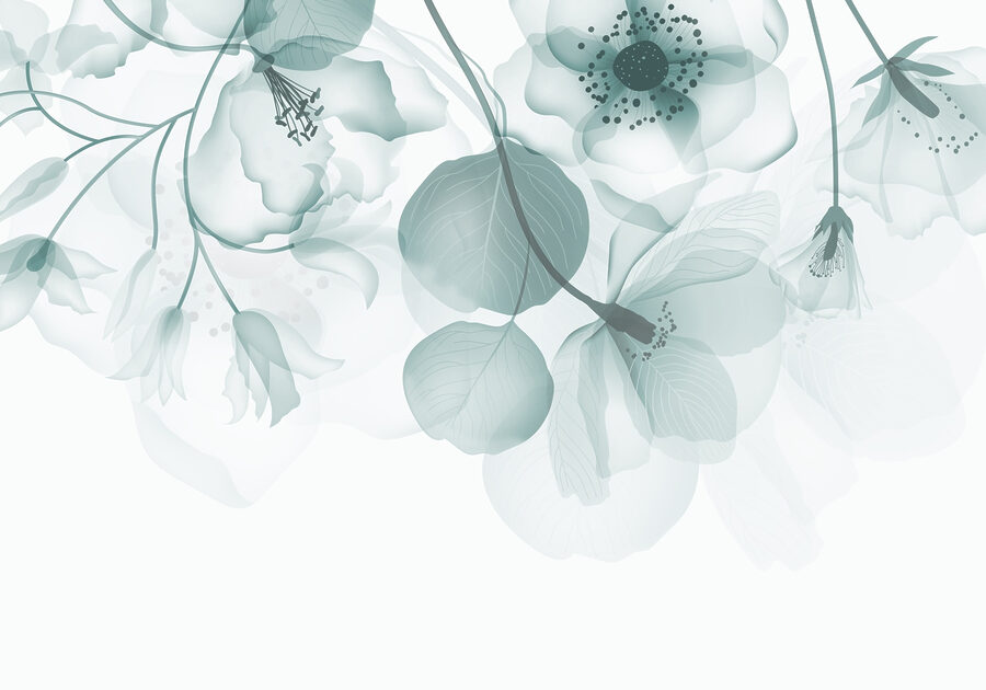 Transparante bloemen met bladeren