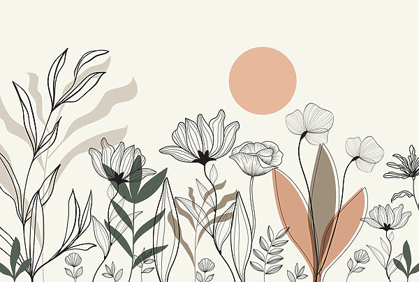 Tekening van bloemen en bladeren Tekening van bloemen en bladeren