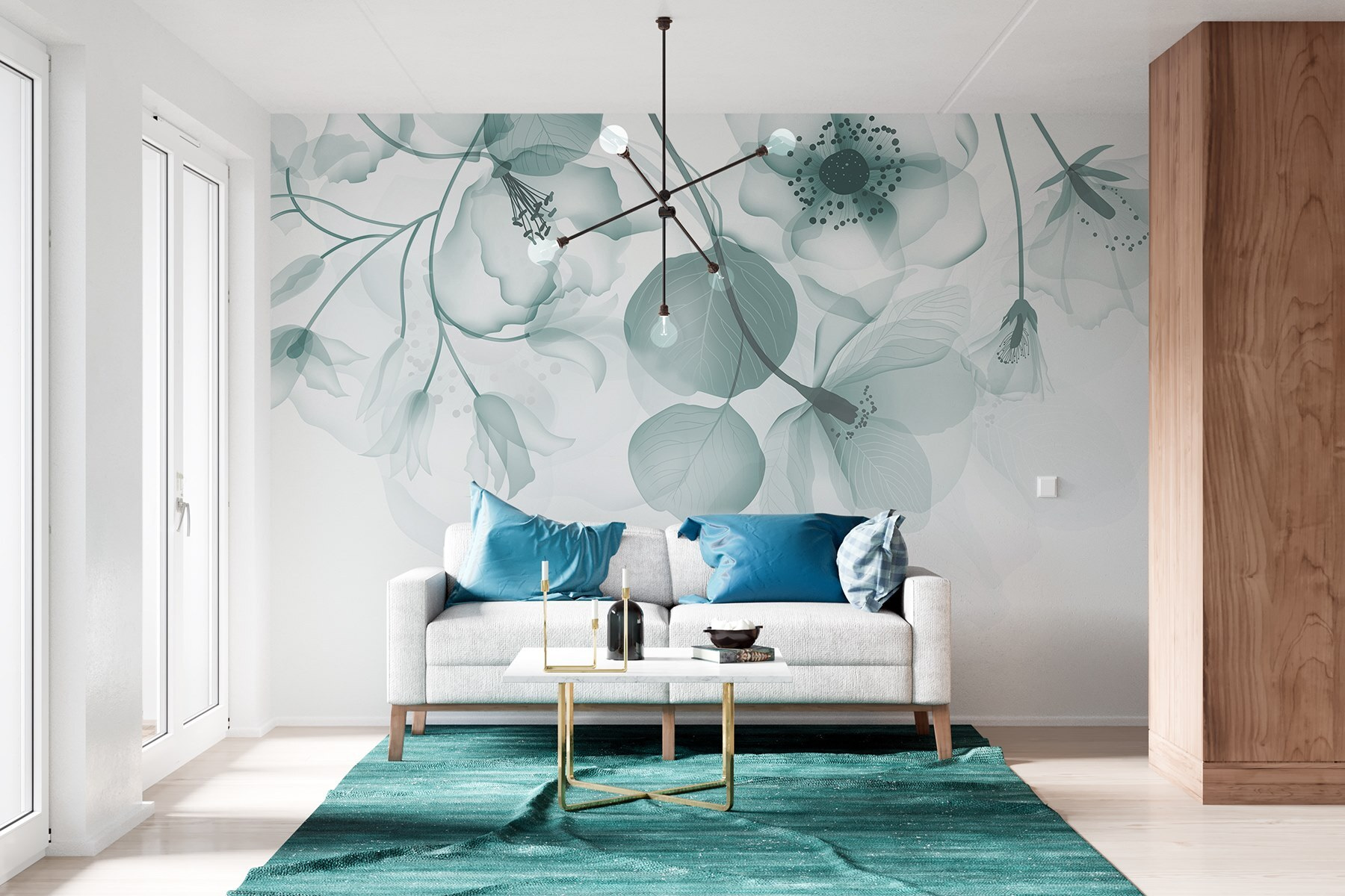 Transparent flowers with leaves