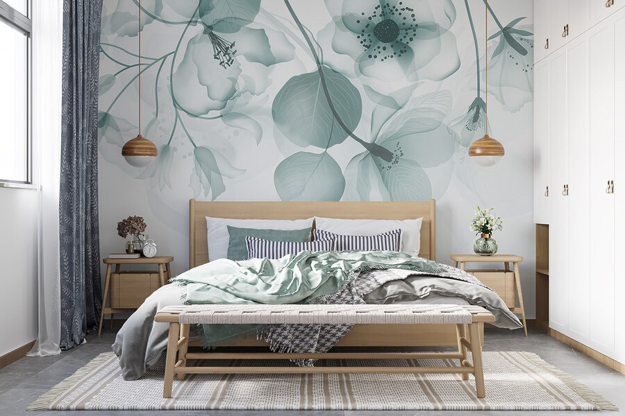 Transparante bloemen met bladeren