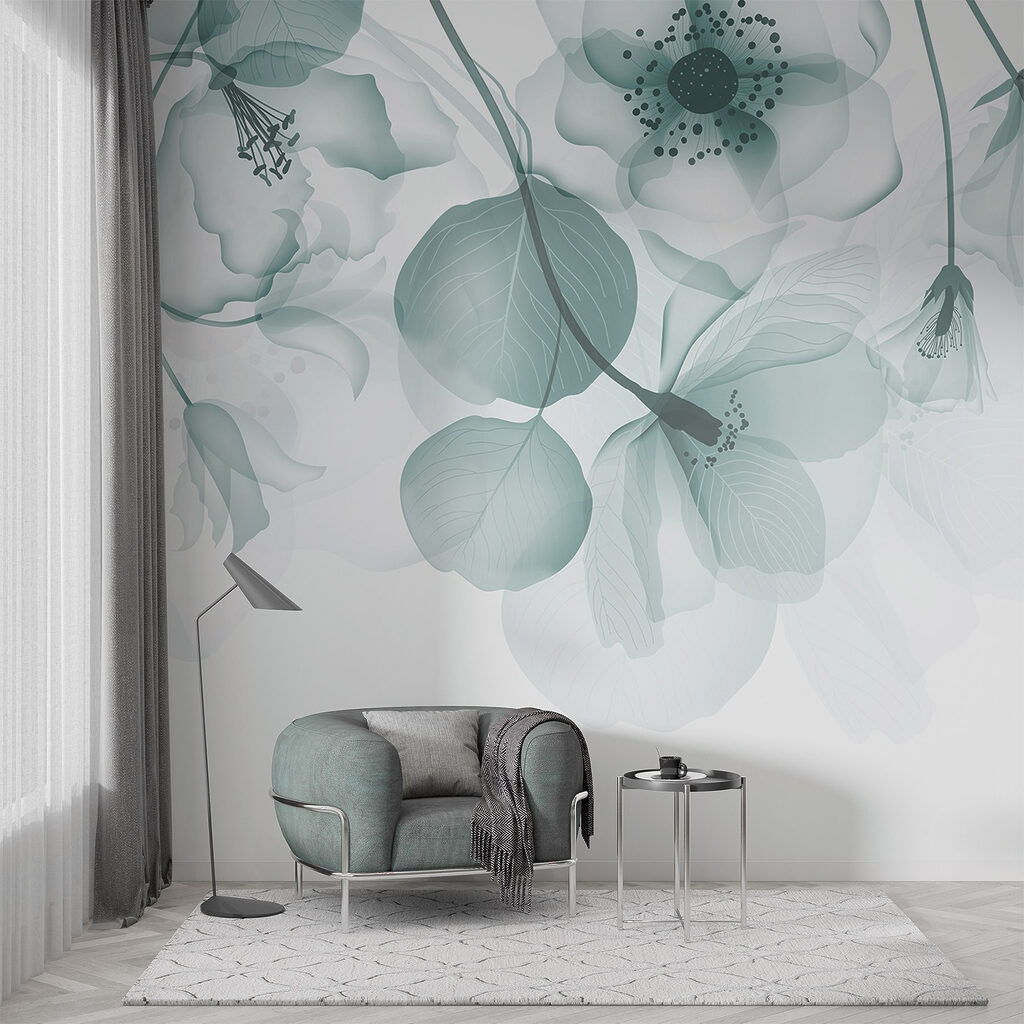 Transparent flowers with leaves