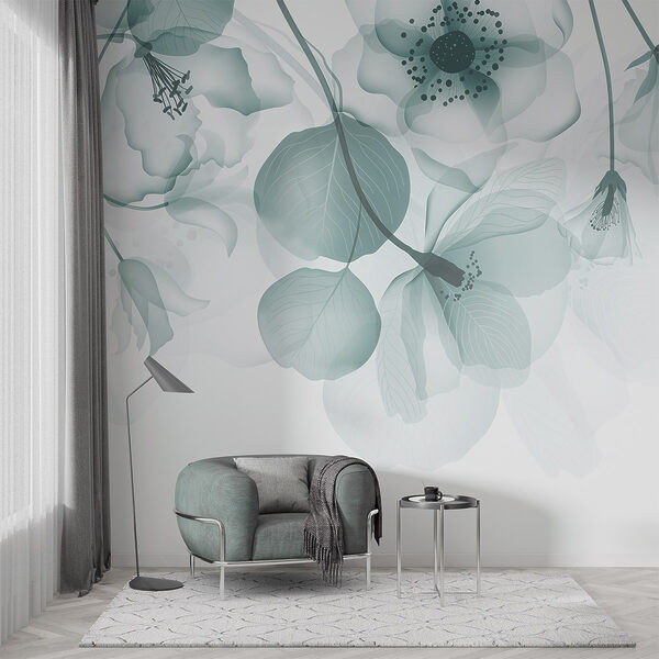 Transparante bloemen met bladeren Transparante bloemen met bladeren