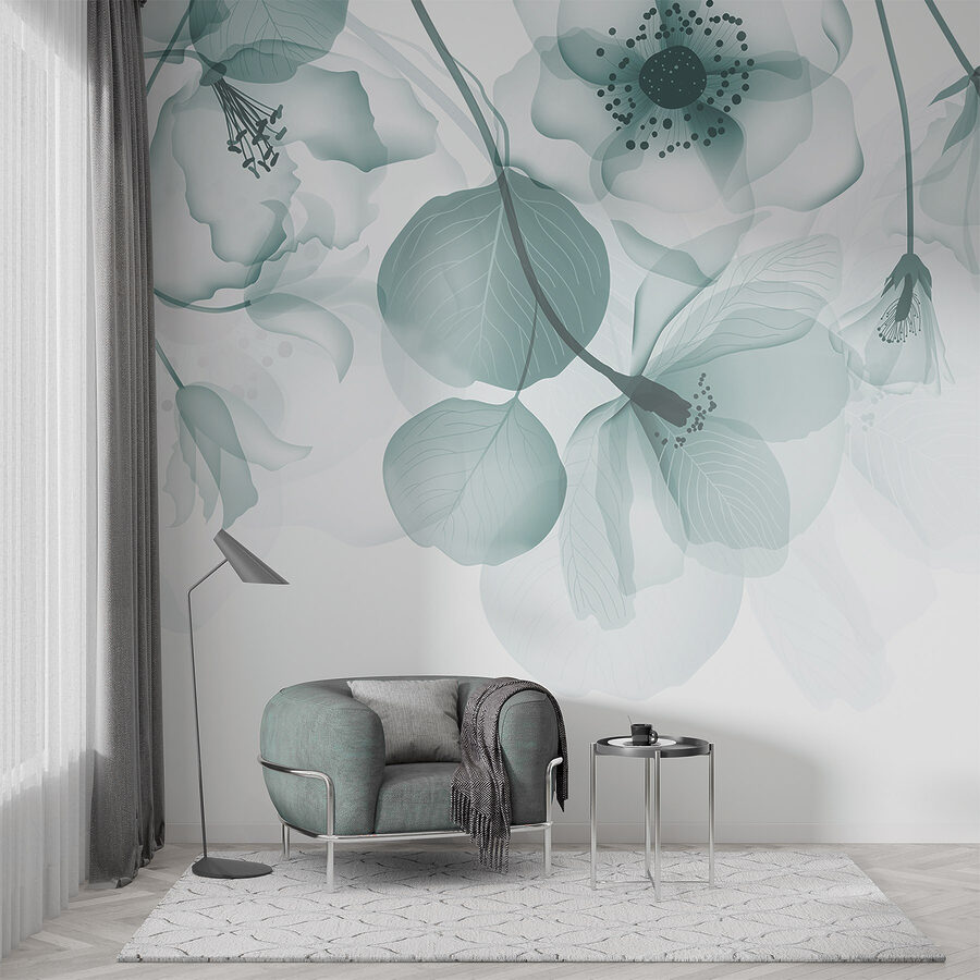 Transparante bloemen met bladeren