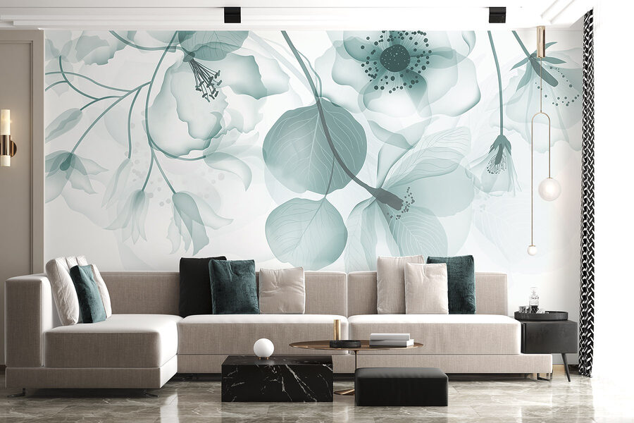 Transparante bloemen met bladeren