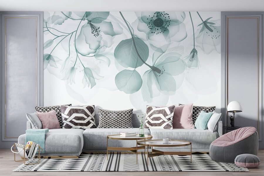 Transparante bloemen met bladeren