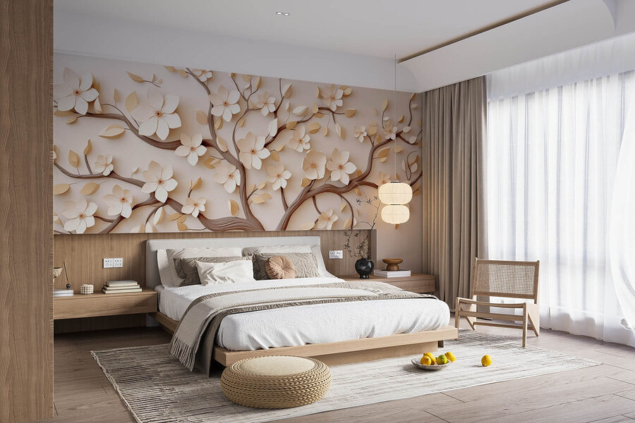 Boom met bloemen erop